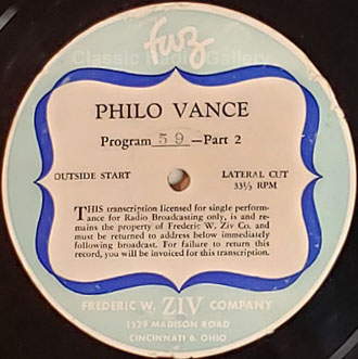 Philo Vance radio show transcription